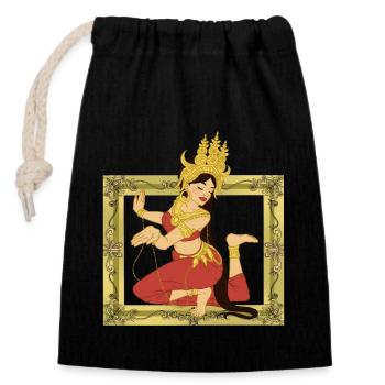 Dancer Girl Woman Asia India - Closable cotton gift bag (14x20cm) - black - Front