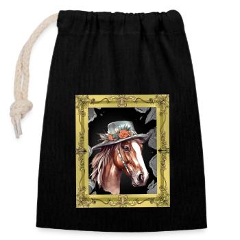 Horse Head Horse Horse Mare Ross Gaul - Closable cotton gift bag (14x20cm) - black - Front