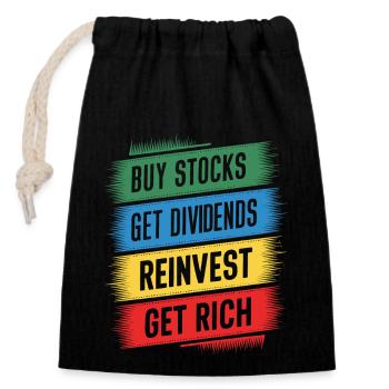 Funny Dividend Investor Financial Independence - Closable cotton gift bag (14x20cm) - black - Front