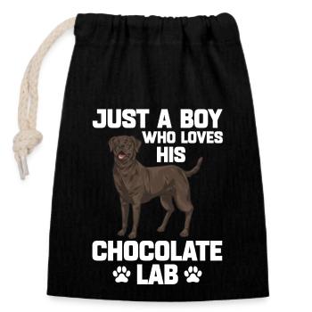 Schoko Brauner Labrador Retriever Hund - Verschließbarer Geschenkbeutel aus Baumwolle (14x20cm) - Schwarz - Vorne