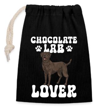 Schoko Brauner Labrador Retriever Hund - Verschließbarer Geschenkbeutel aus Baumwolle (14x20cm) - Schwarz - Vorne