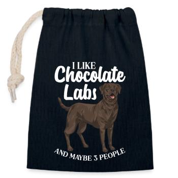 Schoko Brauner Labrador Retriever Hund - Verschließbarer Geschenkbeutel aus Baumwolle (14x20cm) - Navy - Vorne