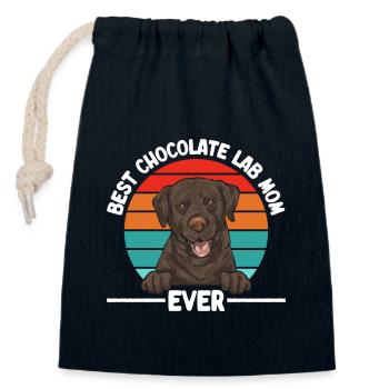Schoko Brauner Labrador Retriever Hund - Verschließbarer Geschenkbeutel aus Baumwolle (14x20cm) - Navy - Vorne