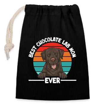 Schoko Brauner Labrador Retriever Hund - Verschließbarer Geschenkbeutel aus Baumwolle (14x20cm) - Schwarz - Vorne