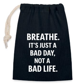 deeply, bad day, not live - Closable cotton gift bag (14x20cm) - navy - Front