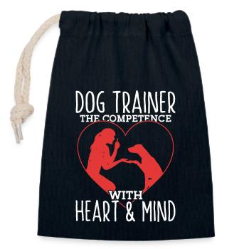 Dresseur de chiens La compétence avec le cœur et l’ Job S - Sac cadeau en coton avec cordon (14 x 20 cm) - bleu marine - Devant
