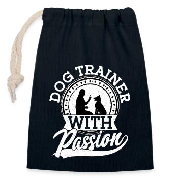 Dog Trainer With Passion Training Job Saying - Closable cotton gift bag (14x20cm) - navy - Front