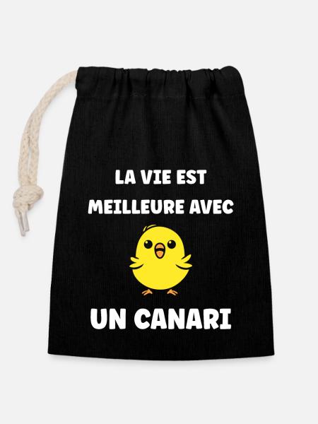Humour Canari - Sac cadeau en coton avec cordon (14 x 20 cm) - noir
