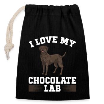 Schoko Brauner Labrador Retriever Hund - Verschließbarer Geschenkbeutel aus Baumwolle (14x20cm) - Schwarz - Vorne