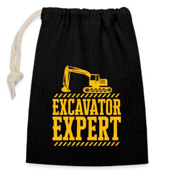 Excavator Expert Heavy Equipment Operator - Verschließbarer Geschenkbeutel aus Baumwolle (14x20cm) - Schwarz - Vorne