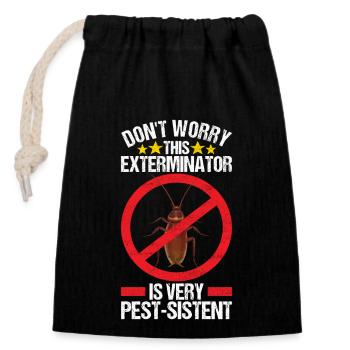 Pest Control Exterminator - Closable cotton gift bag (14x20cm) - black - Front