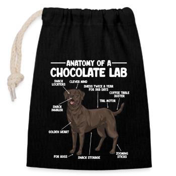 Schoko Brauner Labrador Retriever Hund - Verschließbarer Geschenkbeutel aus Baumwolle (14x20cm) - Schwarz - Vorne