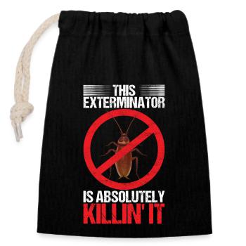 Pest Control Exterminator - Closable cotton gift bag (14x20cm) - black - Front