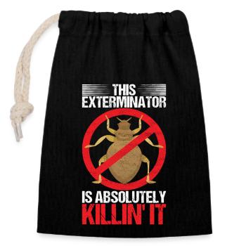 Pest Control Exterminator - Closable cotton gift bag (14x20cm) - black - Front