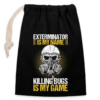 Pest Control Exterminator - Closable cotton gift bag (14x20cm) - black - Front