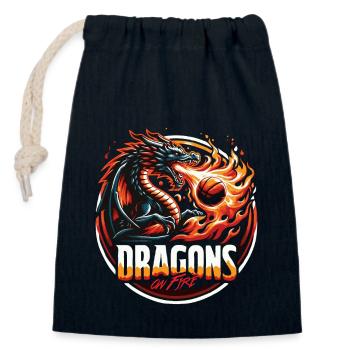 Basket-ball Dragons on Fire - Sac cadeau en coton avec cordon (14 x 20 cm) - bleu marine - Devant