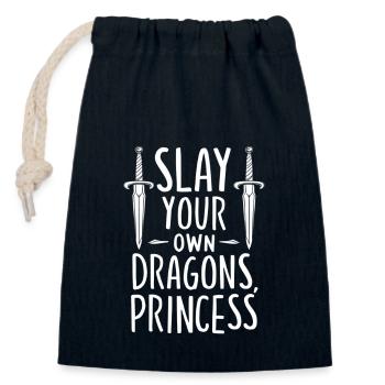 Slay Your Own Dragons Prinzessin - Verschließbarer Geschenkbeutel aus Baumwolle (14x20cm) - Navy - Vorne