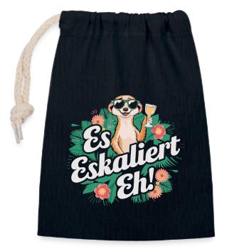 Es eskaliert eh Erdmännchen party Alkohol Spruch - Verschließbarer Geschenkbeutel aus Baumwolle (14x20cm) - Navy - Vorne