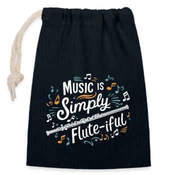 Drôle Flûte jeu de mots Instrument Flûte transversale Musique - Sac cadeau en coton avec cordon (14 x 20 cm) - bleu marine - Devant