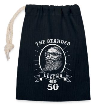 The bearded Legend is 50 - Verschließbarer Geschenkbeutel aus Baumwolle (14x20cm) - Navy - Vorne
