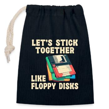 Lass Uns Zusammenhalten Wie Floppy Disks - Verschließbarer Geschenkbeutel aus Baumwolle (14x20cm) - Navy - Vorne