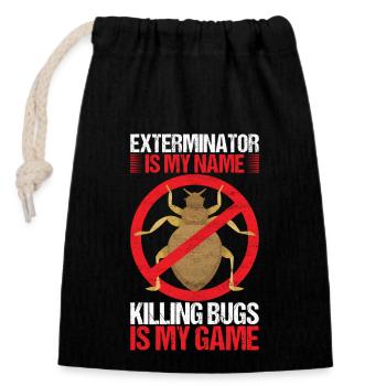 Pest Control Exterminator - Closable cotton gift bag (14x20cm) - black - Front