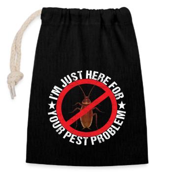 Pest Control Exterminator - Closable cotton gift bag (14x20cm) - black - Front