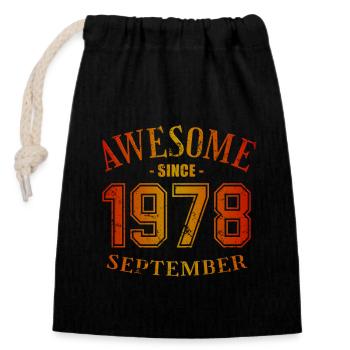 Septembre 1978 - Anniversaire de septembre - Sac cadeau en coton avec cordon (14 x 20 cm) - noir - Devant