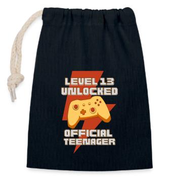 Level 13 Unlocked Official Teenager Funny - Closable cotton gift bag (14x20cm) - navy - Front