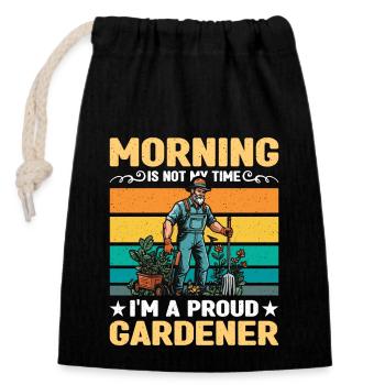 Gardener Morning Is Not My Time aime jardiner - Sac cadeau en coton avec cordon (14 x 20 cm) - noir - Devant