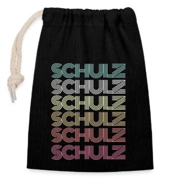 Famille Schulz Famille Groupe Équipe - Sac cadeau en coton avec cordon (14 x 20 cm) - noir - Devant