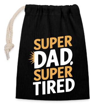 Super Dad Super Müde Statement - Verschließbarer Geschenkbeutel aus Baumwolle (14x20cm) - Schwarz - Vorne