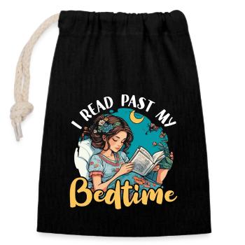 Reading I Read Past My Bedtime Loves Reading Books - Verschließbarer Geschenkbeutel aus Baumwolle (14x20cm) - Schwarz - Vorne