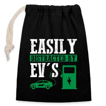 Facilement distrait par le conducteur de la voiture électrique d’un véhicule électrique - Sac cadeau en coton avec cordon (14 x 20 cm) - noir - Devant
