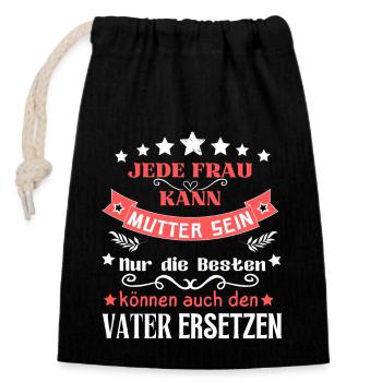 Schöner Spruch für Mütter - Muttertag - super Mama - Verschließbarer Geschenkbeutel aus Baumwolle (14x20cm) - Schwarz - Vorne