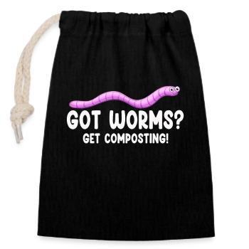 Vermicompost Fermier Vermicompost Mignon Hommes Femmes - Sac cadeau en coton avec cordon (14 x 20 cm) - noir - Devant
