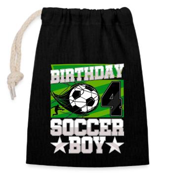 4th birthday Boy Soccer 4 Years Old Gifts - Closable cotton gift bag (14x20cm) - black - Front