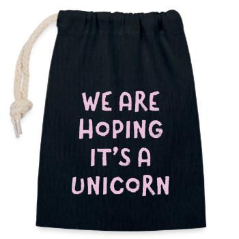 Wir hoffen, dass es ein lustiger magischer Einhorn-Liebhaber ist - Verschließbarer Geschenkbeutel aus Baumwolle (14x20cm) - Navy - Vorne