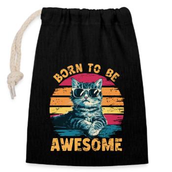 Amazing Little Cat - Born to Be Awesome - Closable cotton gift bag (14x20cm) - black - Front