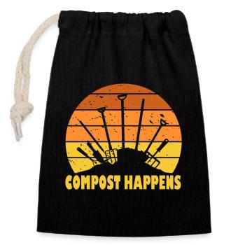 Vermicompost Fermier Vermicompost Mignon Hommes Femmes - Sac cadeau en coton avec cordon (14 x 20 cm) - noir - Devant