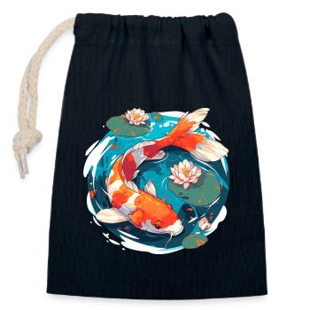 Vintage 80er Retro Japanisch Asiatisch Koi Karpfen - Verschließbarer Geschenkbeutel aus Baumwolle (14x20cm) - Navy - Vorne