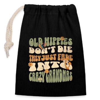 Hippie Granny - Closable cotton gift bag (14x20cm) - black - Front