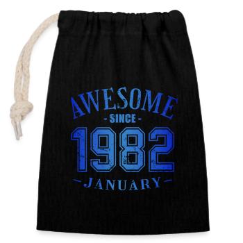 January 1982 - Birthday in January Awesome - Closable cotton gift bag (14x20cm) - black - Front