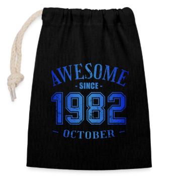 October 1982 - Birthday in October Awesome - Closable cotton gift bag (14x20cm) - black - Front