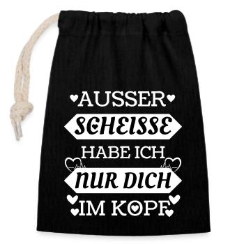 nur dich im Kopf - lustig und romantisch - Pärchen - Verschließbarer Geschenkbeutel aus Baumwolle (14x20cm) - Schwarz - Vorne