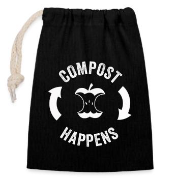 Vermicompost Fermier Vermicompost Mignon Hommes Femmes - Sac cadeau en coton avec cordon (14 x 20 cm) - noir - Devant