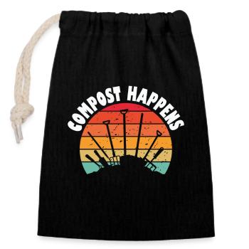 Vermicompost Fermier Vermicompost Mignon Hommes Femmes - Sac cadeau en coton avec cordon (14 x 20 cm) - noir - Devant