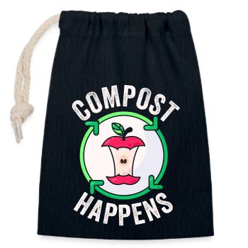 Vermicompost Fermier Vermicompost Mignon Hommes Femmes - Sac cadeau en coton avec cordon (14 x 20 cm) - bleu marine - Devant
