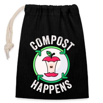 Vermicompost Fermier Vermicompost Mignon Hommes Femmes - Sac cadeau en coton avec cordon (14 x 20 cm) - noir - Devant