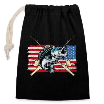 Poisson bar - Sac cadeau en coton avec cordon (14 x 20 cm) - noir - Devant